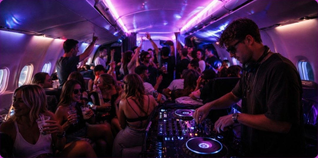 DJ-sæt ombord på et fly